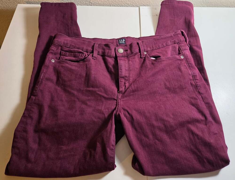 Gap True Skinny Jeans 14/32 Regular Burgundy Red Denim